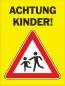 Preview: Gelbes Warnschild, mit dem auf Kinder hingewiesen wird